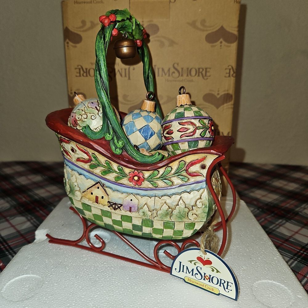 Heartwood Creek "Sleigh Bells Ring" Sleigh w/ Decorative Ornaments Holiday Decor